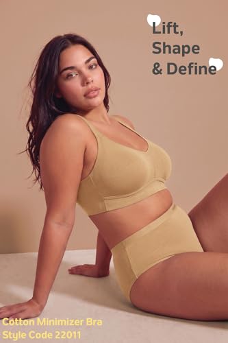 Image of Van Heusen Women's Cotton Minimiser Bra | Non‑Padded | Wireless | Full‑Coverage | Reduces bust size by 1.5inches | Double‑Lined laminated cups for superior hold | High‑Stretch Cotton | Anti‑Bacterial Tech | Keeps you dry and Fresh | Sweat Absorbent | Fabric Straps for better support | Style 22011