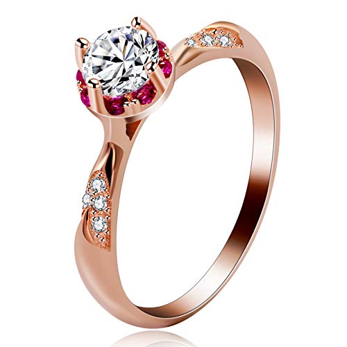 Bagues de fiançailles argent 925 et or rose Uloveido, l'excellence du solitaire rond