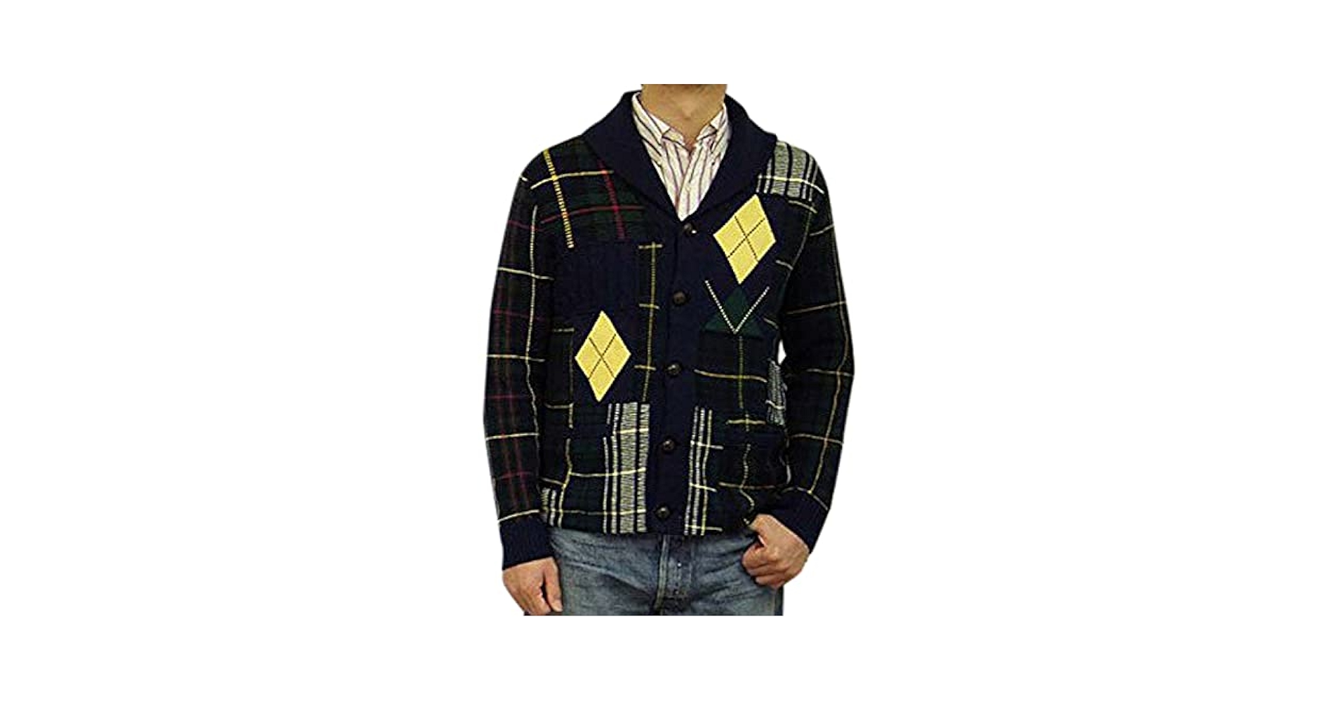 Ralph Lauren パッチワーク カーディガン ショールカラー アメカジ Ralph Lauren パッチワーク カーディガン ショールカラー