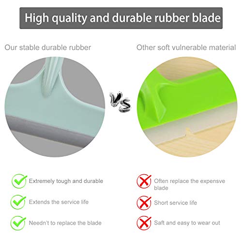 3-Pack of Rubber Mini Squeegees with Plastic Handle - for Shower, Window and Car Glass - Green, Beige, Pink - Thumbnail 5