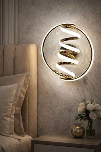 Image of Modern Spiral Round Ring Design 3 Different Color Mode Changing (Wh /WW /NW) Energy Saving Led Wall Lamp for Bedroom, Living Room, Restaurants, Dining, Coffee Shop,Home Etc