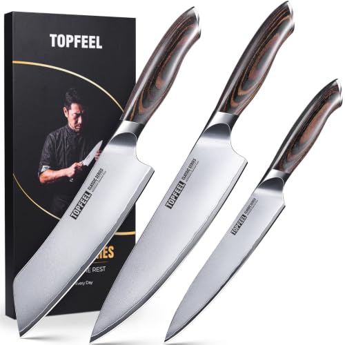 3-Piece Topfeel Japanese Kitchen Knife Set w/ 10Cr15MoV High Carbon Steel and Pakkawood Handle 34.99 + Free Sh + 65% Off Code 7X9TTQO7 - image 1