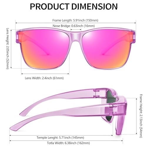 Image of URUMQI Polarized Sunglasses Fit Over Glasses for Men Women, Oversized Square Sun Glasses UV400 Protection