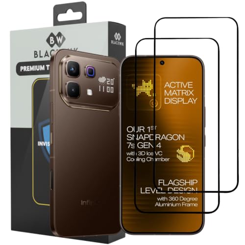 Image of Blackwik Premium Tempered Glass Screen Protector for Infinix Note 60 Pro with Edge-To-Edge Protector Coverage | Easy Installation Kit (Black) (Pack Of 2)