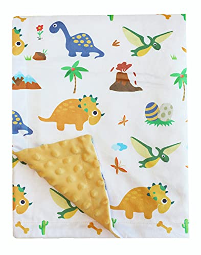 Dinosaur Baby Blanket for Boys Soft Minky Baby Blanket Fleece Baby Girl Security Blanket Plush Dot Toddler Baby Newborn Blanket Woodland for Nursery Stroller Crib Receiving Blanket Infant(Dinosaur)