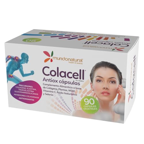Mundonatural - Colacell Antiox 90 Cápsulas | Colágeno Hidrolizado Puro + Extracto de Granada + Bambú + Vitamina C + Extracto de Uva | Colágeno Hidrolizado 2100mg | Colageno Capsulas