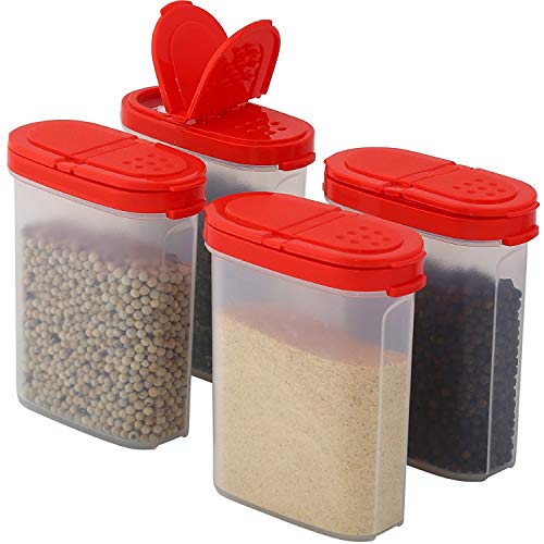 SIGNORA WARE Tarros de Plástico con Tapa | Set de 4 Grandes Salpimentero para Sal, Pimienta, Hierbas y Especias | Especiero de Cocina | Pack de 4 Botes | Organizador de Especias y Conservas