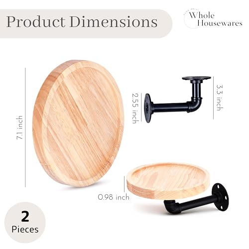 Whole-HOUSEWARES-Pipe-Shelf-with-Round-Floating-Shelves-Set-of-2-Rustic-Industrial-Style-with-Metal-Pipe-Brackets-71-x-33-Inches-Stylish-Wall-Mounted-Storage-for-Home-Decor Whole HOUSEWARES Pipe Shelf with Round Floating Shelves Set of 2 Rustic Industrial Style with Metal Pipe Brackets 71 x 33 Inches Stylish Wall Mounted Storage for Home Decor