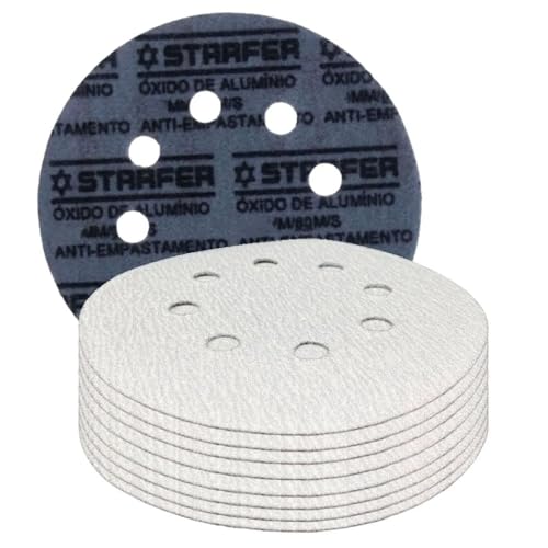 Kit 100 Un Disco de Lixa Sistema Fixa Fácil Branco 125mm Starfer Grão 1000