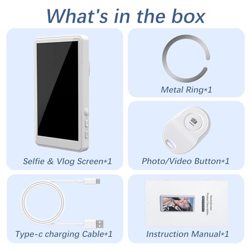 Image of Selfie Monitor Screen for Iphone & Android, 2026 Patented Wireless Magnetic Back Camera Monitor, Vlog Content Creator Essentials, 1800mAh, Up to 3 Hours Runtime, White (Not for Google Pixel)