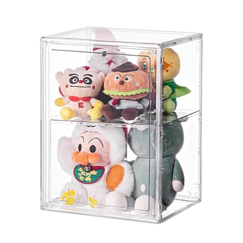 Contenedor de almacenamiento de figuras transparente, vitrina acrílica para muñecas, organizador de juguetes de peluche para bebés de 3 años | Gabinete de exhibición de caja de almacenamiento de muñec