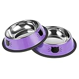 Serentive 2Pcs Cat Bowls Non-Slip Stainless Steel...