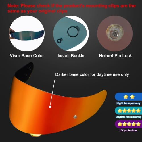 Image of PSLER Shatterproof Helmet Visor for HJ17,C90,C91,SY&CL-MAX 3,Deep Gold Red | Impact-Resistant ,UV400 Protection, Motorcycle Tinted Face Shield for HJ17,C90,C91,CL-MAX 2, IS-MAX BT, SY-MAX 3, IS-MAX 2