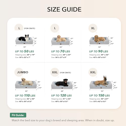 Casa Paw Orthopedic Dog Beds for Large Sized Dogs, Waterproof Memory...