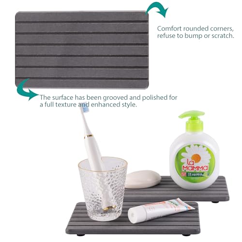 Image of NiuYichee 2 PCS Water Absorbent diatomite Coasters, 9.5 inch x 5.5 inch Water Absorbing Stone Tray for Sink, Stone Drying mat for Kitchen Counter, Stone soap Tray Used for Hand Soaps & toiletries & Plants