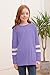 Ebifin Girls Casual Short/Long Sleeve T Shirts Kids Loose Soft Striped Color Block Tunic Tops, Tees Blouses Size 4-15 Years C-Purple