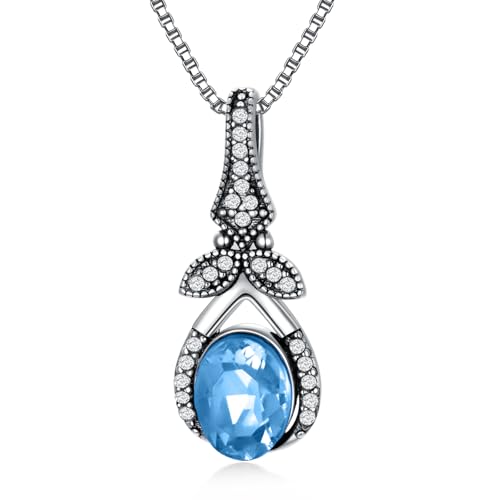 AOBOCO Vintage Necklace 925 Solid Sterling Silver Retro Oxidized ...