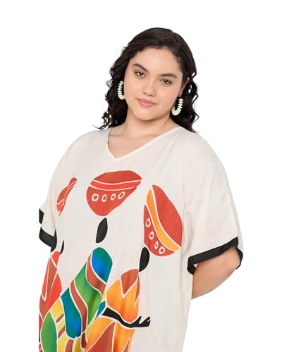 Image of Gypsie Blu Women Plus Size Kaftan Dress Beach Cover Up Maxi Dresses for Women, V-Neck Kimono Sleeve 1X-3X