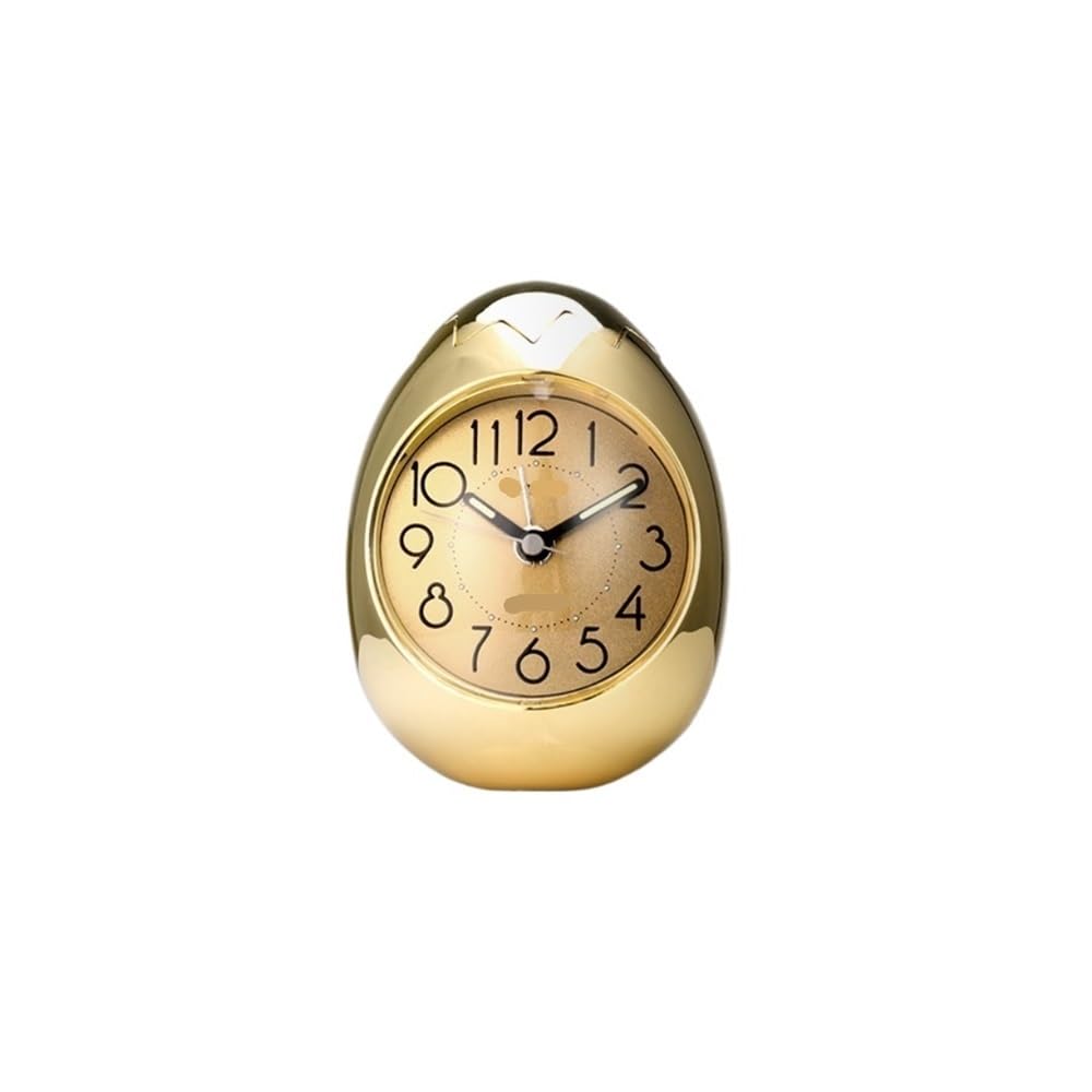 NIUHUAHUI Alarm Clock, Alarm clock creative mute bedside student cute alarm (Gold)