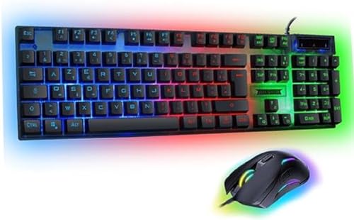 Akuma – Pack Gaming Sentai C02 Clavier + Souris Filaire Rétroéclairé, AZERTY Français, 3600 DPI – Pack pour PC PS4 PS5 – Noir – Plug & Play