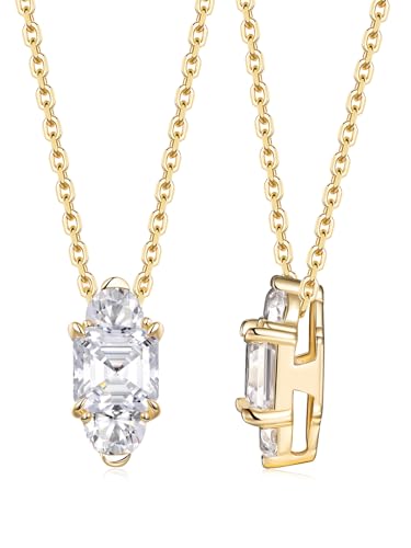 CYW Moissanite Dainty Small Pendant Necklace for Women, Solid 925 Sterling Silver, 16