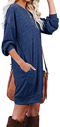 PrinStory Women's Casual Sweater Dresses Fall Winter Crewneck Loose Fit Pullover Tunic Dress with Side Pockets for Work S-4XL - Image 2