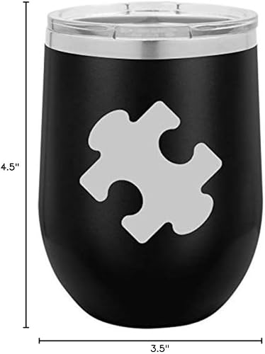 Miniatura 2 de Vaso de vino de acero inoxidable con aislamiento al vacío de doble pared de 12 onzas, taza de viaje para café con tapa, pieza de rompecabezas (negro)