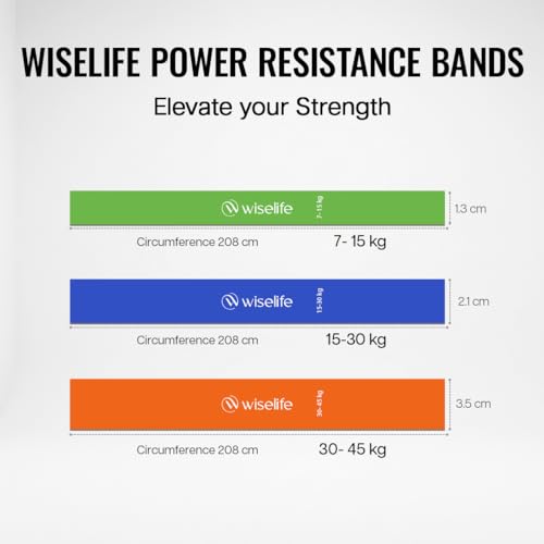 Image of Wiselife Elasticized,Fabric Resistance Power Band, Pull Up Assistance Bands, Workout Bands, Exercise Bands, for Legs, Working Out,Muscle Training,Pull Up Assist Upto 7Kg-60 Kg (Set of 3)