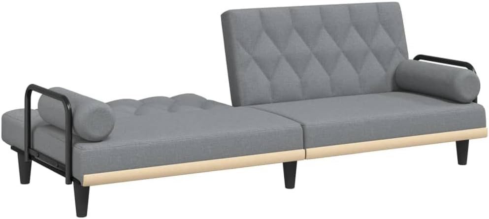 Sofa Bed Light Grey Fabric (100% Polyester) Living Room Furniture