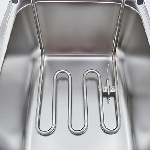 Electric Deep Fryer 10L 2500W Countertop Stainless Steel Single Tank with Lid Basket Home Restaurant