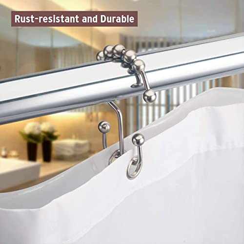 Image of Shower Curtain Hooks Rust Resistant Shower Curtain Rings Metal Glide Rollers Shower Hooks for Bathroom Shower Curtain Rods Curtains, Set of 12