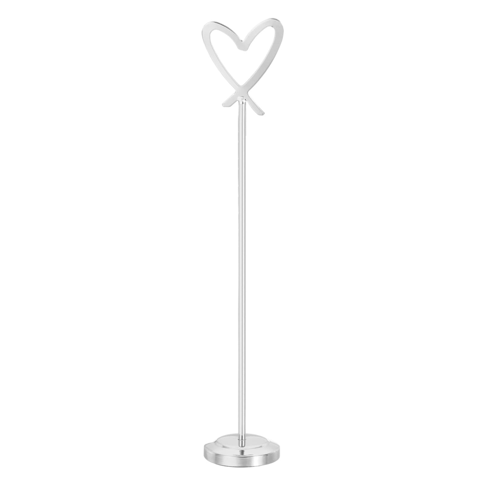 PATIKIL 2 Pcs Stainless Steel Table Number Holder, 300 x 52 mm Mini Place Card Holders Heart-Shaped Table Sign Holders for Restaurant Hotel Cafe Wedding Party Office, Silver