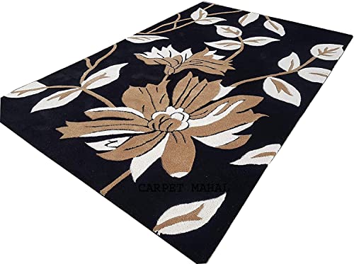 Image of Carpet Mahal Export Quality Handmade Tuffted Pure Woollen Carpet for Living Room Bedroom Size 6 x 6 feet Square (180X180 Cm) Color-Multi