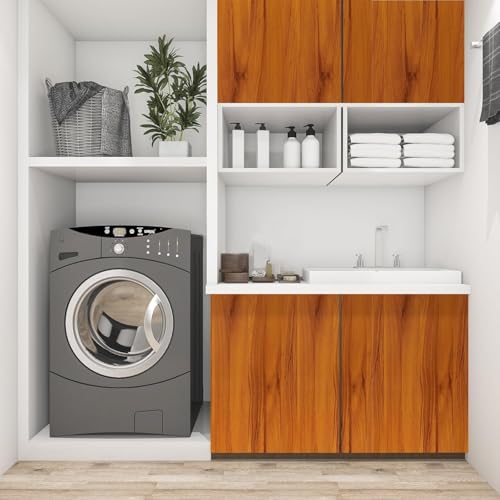 Image of KBR Self-Adhesive PVC 3D Wall Sticker Wallpaper, Kitchen Backsplash Wooden Brown Stickers Wallpaper for Hotel, Bedroom & Cafe Walls (60cm x 200cm, Pack of 1)