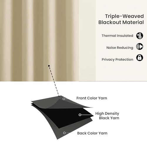 Image of Cloth Fusion 100% Blackout Door Curtains 12 Feet Long Set of 2 with Blackout Lining, Double Layer Room Darkening Parda with Stainless Steel Grommets for Home Decor (12x4 Feet, Iridesent White)