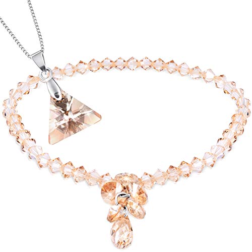 Preisvergleich Produktbild 2Splendid Armband und Halskette, rhodiniert, mit Swarovski-Kristallen, 2 Stück, elegantes Schmuckstück, perfekt für Frauen, Geschenk für alle Anlässe, mit schöner Box