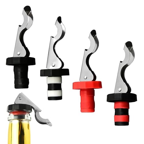 Lever-Arm Wine Bottle Stoppers, 4 PCS Reusable Bottle Stoppers Lever Arm Bottle Stoppers Wine Bottle Lid Vacuum Plug Wine Stoppers Champagne Stopper Vacuum Stoppers for Wine Beverage Supplies