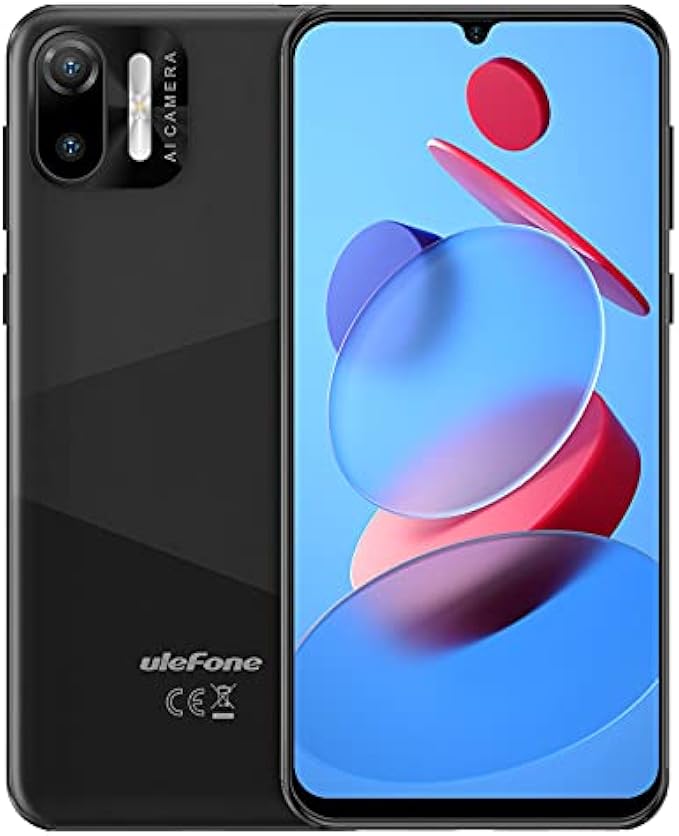 Ulefone Unlocked Cell Phones, Note 6 Android 11 Unlocked Smartphones, Ultra-Slim Lightweight, Triple Card Slots, 6.1" Waterdrop Full-Screen Dual SIM Phones, 3300mAh, Face Unlock, US Version - Black