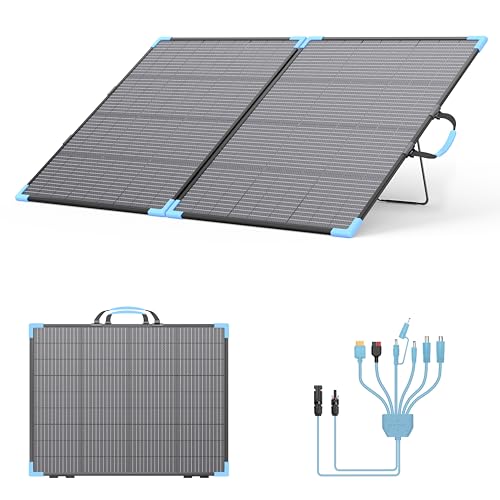 E-POWO 220W faltbares Bifaziale Solarpanel 23 5% Wirkungsgrad Komplettset inkl. Ständer IP68 wasserdicht für Powerstation Camping Wohnmobil Garten & Blackout-Vorsorge