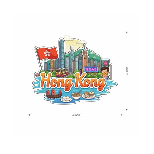 Image of Premium Laser Cut MDF Fridge Magnet for Home Decor, Vibrant Layered Travel Artwork Souvenir Gift with Strong Magnetic Hold, Refrigerator Decoration for Kitchen & Office - Hong Kong