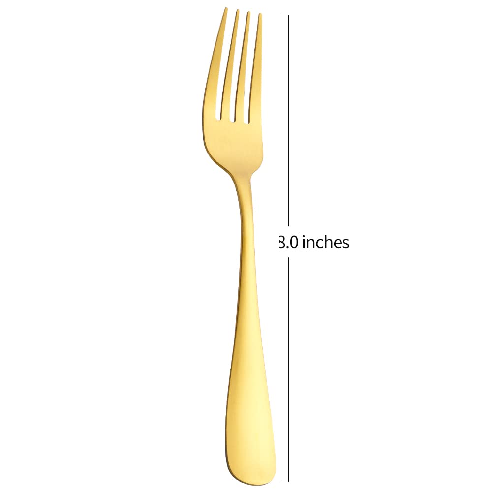 Matte Gold Dinner Fork Set, GoGeiLi 8.0-inch Stainless Steel Satin Finish Fork Silverware, Gold Flatware Table Fork Set of 6, Dishwasher Safe — Amazon image 2