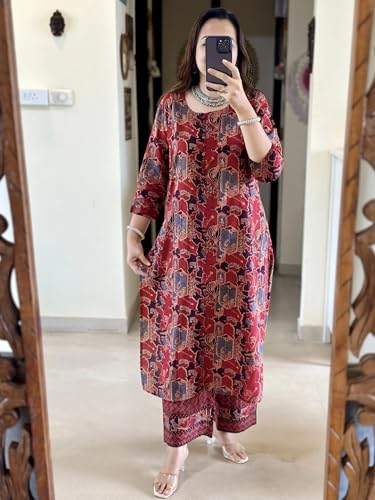 Image of ANNI Designer Women's Rayon Viscose Straight Printed Kurta with Pant