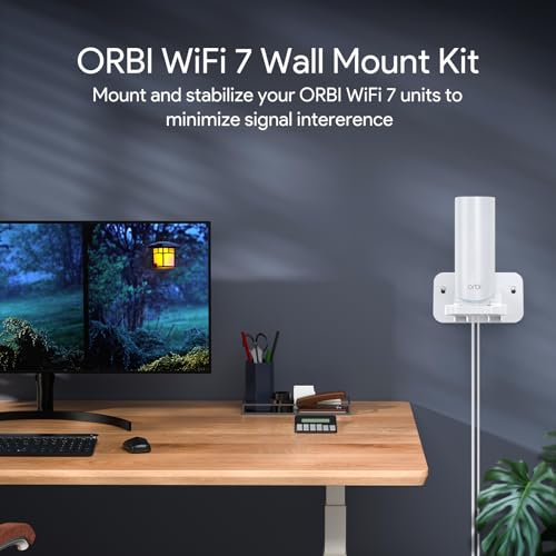 Image of XLTTYWL Wall Mount for Netgear Orbi & Nighthawk WiFi 7, White, 1 Pack | Fits Orbi 360 /370 /870 /970 & Nighthawk WiFi 7 (RBEWMB-10000S), Durable ABS, Space-Saving Design, Secure Wall Installation