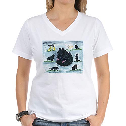 CafePress Versatile Belgian Sheepdog Women's V Neck T Shirt Womens Cotton V-Neck T-Shirt White