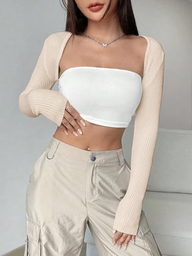 Womens Crop Cardigan Sweater Open Front Lightweight Knit Shrug Cardigan2