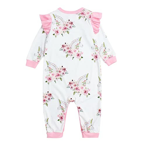 Image of Hopscotch Girls Polyester Full-Sleeve Floral Print Bodysuit With Headband in White Color