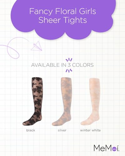MeMoi Fancy Floral Girls Sheer Tights2
