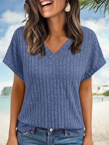 Blusas femininas de verão manga curta gola V 2025 primavera moda ...