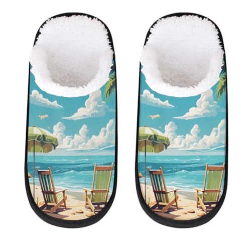 Hsnar Beach Time Leisure Slippers for Women Soft Non-Slip Indoor Slippers Home Slippers for Bedroom Hotel Travel Spa, L