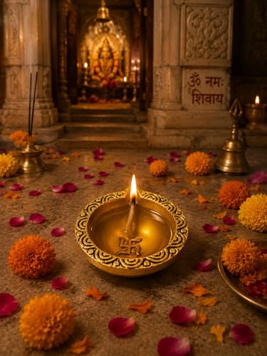 Image of Pure Solid Brass Diya (Dia - 6 cm) Set of 1 (140 Grams) | Diya for Pooja | Oil Lamp for Mandir | for Daily /Festive Worship, Home Temple Decoration, Diwali, Wedding & Spiritual Return Gift
